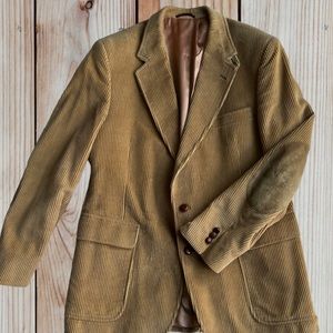 English Manor Men Corduroy Tan Lined Blazer Button Down Jacket Sports Coat 42 R